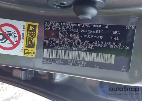 2016 Toyota Highlander Hybrid Limited из США, поврежденный, VIN 5TDDCRFH6GS017869